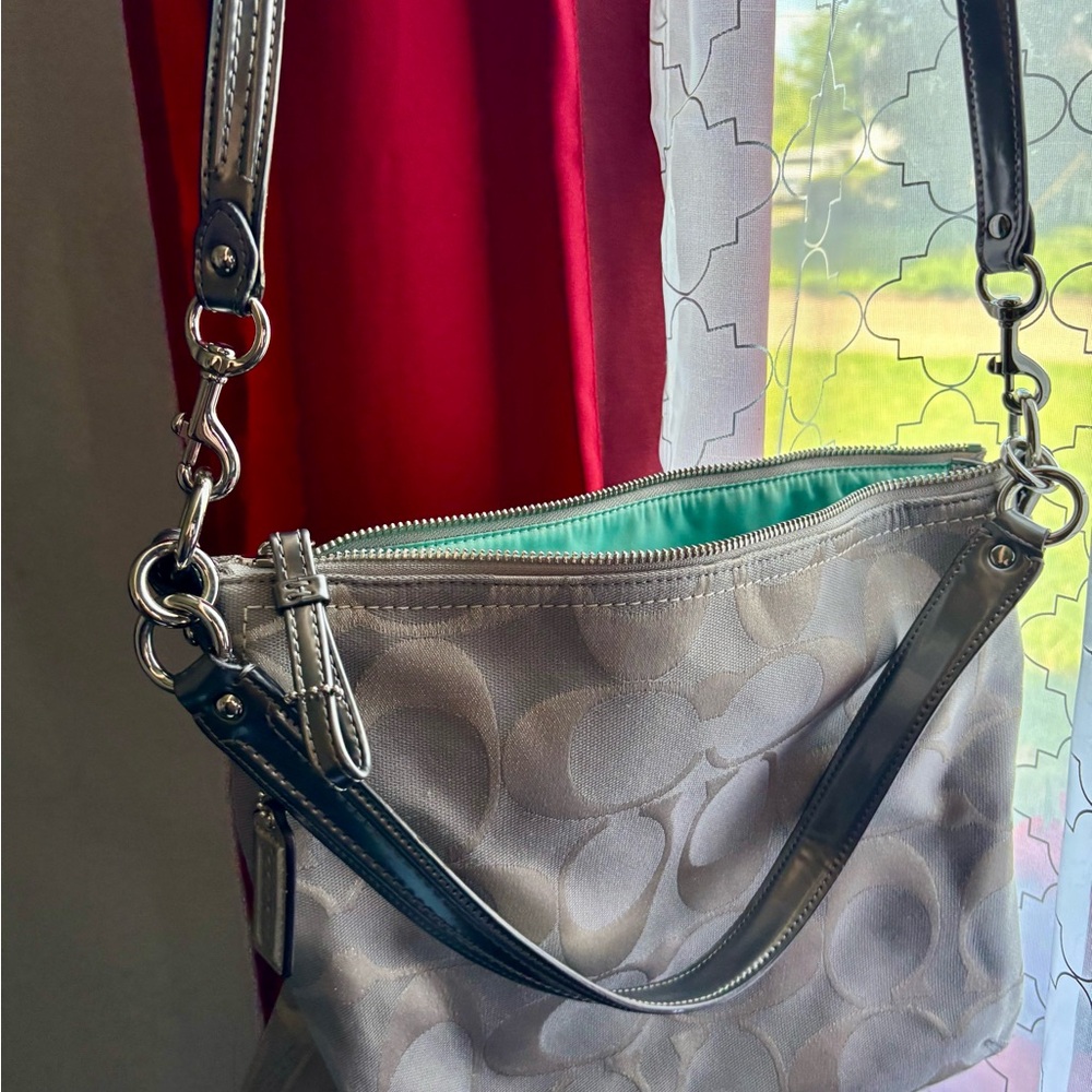 Coach Silver and Black Shoulder Bag